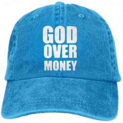 Baseball Caps Unisex Baseball Cap Cotton Denim Hat God Over Money Adjustable Snapback Outdoor Sports Cap - Royalblue - C318GD...