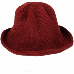 Bucket Hats Wool Winter Floppy Short Brim Womens Bowler Fodora Hat DWB1105 - Wine - CA18KGX6YA7 $33.41