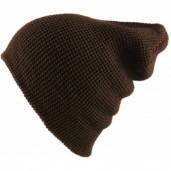 Skullies & Beanies Waffle Knit Soft Beanie Warm Winter Ski Skater Hip-hop Hat - Chocolate - CZ11QGGWHPF $20.43