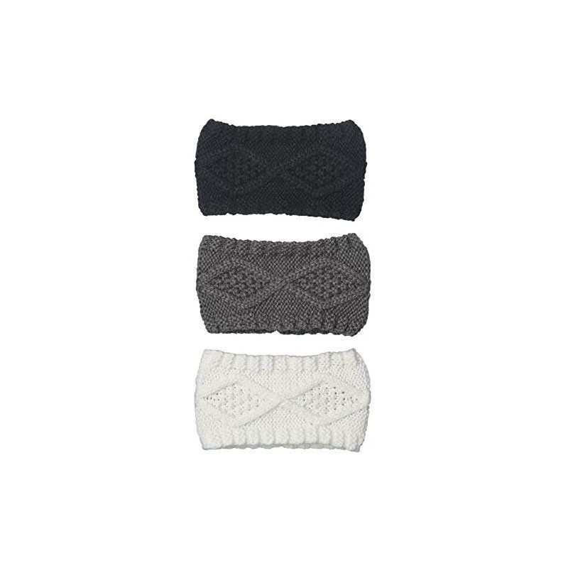 Skullies & Beanies 3 Pack Womens Winter Knit Headband & Hairband Ear Warmer & Beanies - Black-white-gray - CD18579CIIE $32.67
