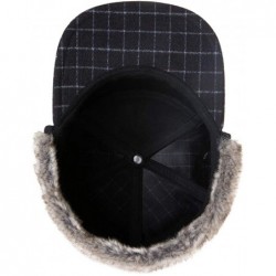 Baseball Caps Mens Womens Winter Wool Baseball Cap with Ear Flaps Faux Fur Earflap Trapper Hunting Hat for Cold Weather - C31...