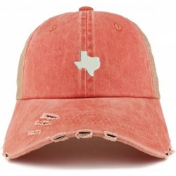 Baseball Caps Texas State Map Embroidered Frayed Bill Trucker Mesh Back Cap - Orange - CF18CWYSD0M $32.23