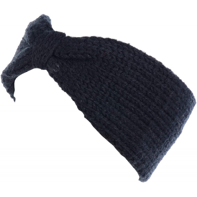 Cold Weather Headbands Womens Winter Chic Turban Bowknot/Floral Crochet Knit Headband Ear Warmer - Knit Bowknot Black - CR18A...