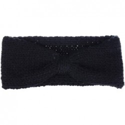 Cold Weather Headbands Womens Winter Chic Turban Bowknot/Floral Crochet Knit Headband Ear Warmer - Knit Bowknot Black - CR18A...