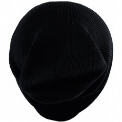 Skullies & Beanies I'm So Fancy Patched Logo Unisex Black Slouch Warm Knit Ribbed Beanie Hat - CA11S7TODWJ $13.29