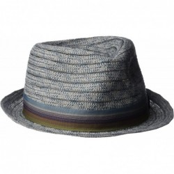 Fedoras Men's Fedora with Light Viscose Braid with Striped Band - Blue - CT17YS9I5S9 $44.03