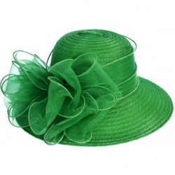 Sun Hats Ascot Kentucky Derby Bowler Church Cloche Hat Bowknot Organza Bridal Dress Cap S051 - Green - CW12F2NEV51 $46.25
