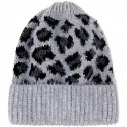 Skullies & Beanies Women Fashion Winter Fall Soft Knitted Multi Color Animal Print Cat Ear Beanie Hats - C218YDCQIE0 $18.07