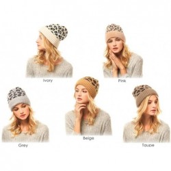 Skullies & Beanies Women Fashion Winter Fall Soft Knitted Multi Color Animal Print Cat Ear Beanie Hats - C218YDCQIE0 $14.03