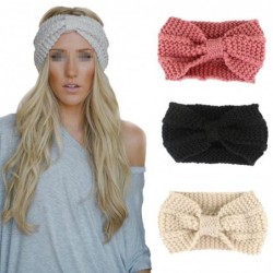Headbands Women's Bowknot Design Winter Warm Twist Knitted Wool Headgear Crochet Headband Head Wrap Hairband(Dark Grey) - CI1...