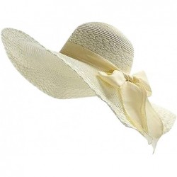 Sun Hats Women Big Bowknot Straw Hat UV Protection Beach Cap Sun Hats Floppy Foldable Roll up - Beige - CQ18SMZOYR0 $24.16