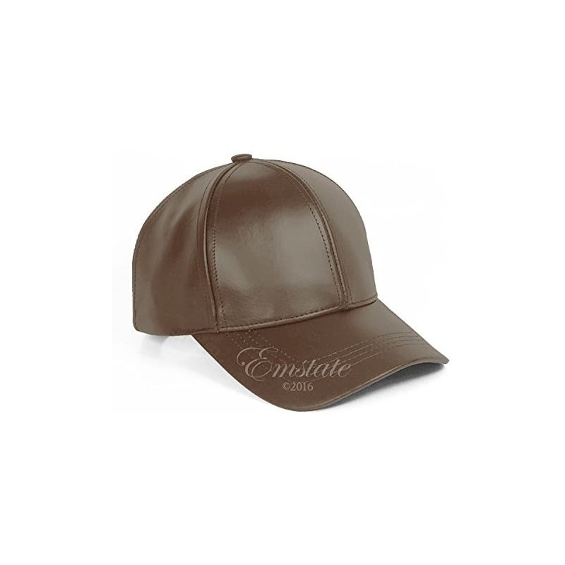 Baseball Caps Genuine Cowhide Leather Adjustable Baseball Cap Made in USA - Brown - C311D5VP7F1 $34.83