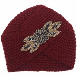 Skullies & Beanies Women's Super Soft Chunky Cable Knitted Beanie Hat Turban Cap - Red - CJ12MZB9SB8 $19.25