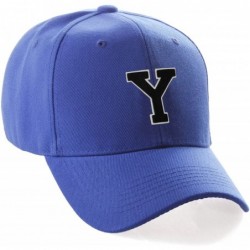Baseball Caps Classic Baseball Hat Custom A to Z Initial Team Letter- Blue Cap White Black - Letter Y - C218IDU60OD $20.83