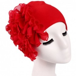 Skullies & Beanies Women Flower Elastic Turban Beanie Wrap Chemo Cap Hat - Red 2 - CA182OUXKEZ $29.24