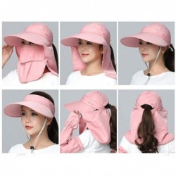 Sun Hats Women Sun Wide Brim UV Protection Fishing Hats Foldable Ponytail Summer Hat with Detachable Flap - Navy - C9194T8CX3...