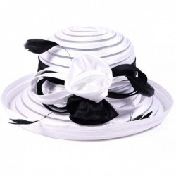 Sun Hats Sweet Cute Cloche Oaks Church Dress Bowler Derby Wedding Hat Party S606-A - White/Black - CL12DFSH9H7 $34.40