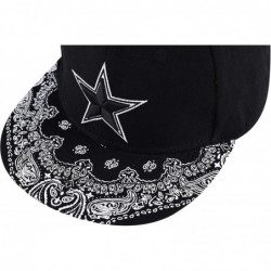Baseball Caps Unisex Adjustable Baseball Cap Word Embroidered Floral Flat Bill Snapback Hat - Pentagram Black - CW18SOHS82H $...