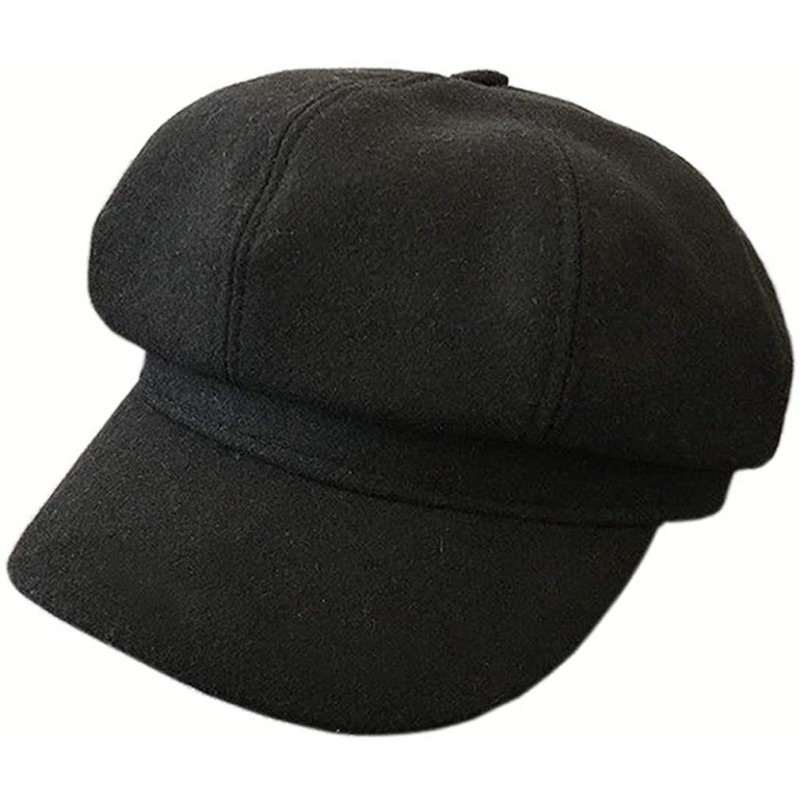 Newsboy Caps Newsboy Hat for Women Beret Classic Gatsby Bakerboy Paperboy Flat Cap - Black-wool - CS18XIUD029 $25.70
