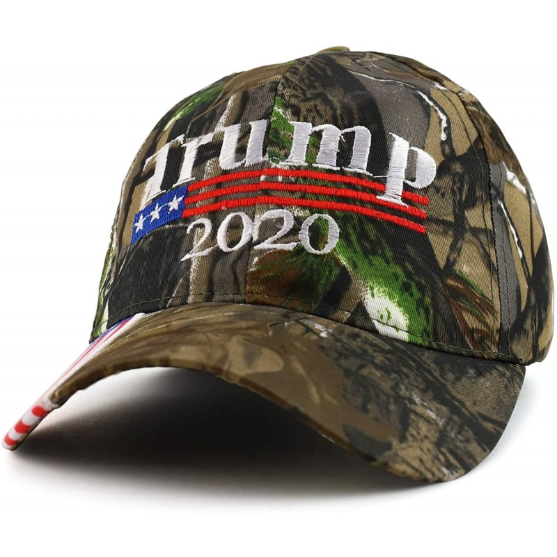 Baseball Caps Trump 2020 Embroidered USA Flag Designed Bill Baseball Cap - Camo - CJ18ZN7D93Z $21.54