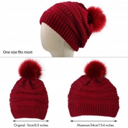 Skullies & Beanies Women Knitted Beanie Hat with Faux Fur Pom Winter Warm Solid Christmas Skull Cap - CP193288WCA $25.19