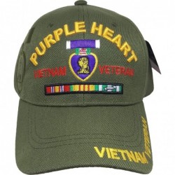 Baseball Caps Purple Heart Vietnam Veteran Red Letter Shadow Mens Cap - Olive Green - CO19995OE35 $22.80