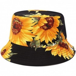 Bucket Hats Unisex Print Double-Side-Wear Reversible Bucket Hat - Sunflower Black - C6196WI49TI $29.63