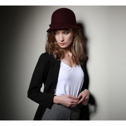 Fedoras Women's Cloche Wool Felt Cloche Hat - Bordeaux - CC187N8I25G $62.03