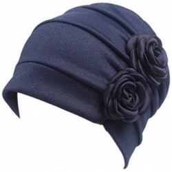 Skullies & Beanies Women Chemo Hat Beanie Flower Headscarf Turban Headwear for Cancer - 7a(2 Packs)43red+15blue - CK18LI2YUZE...