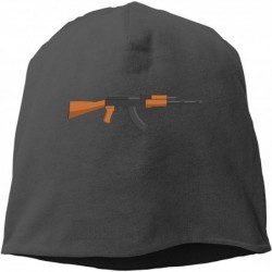 Skullies & Beanies Man Skull Cap Beanie Gun AK-47 Headwear Knit Hat Warm Hip-hop Hat - Black - C618KQYDGM9 $22.30