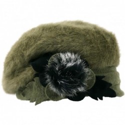 Berets Women's 100% Wool Bucket Hat Felt Cloche Beret Dress Winter Beanie Hats - Angora-green - C618X86Y4GU $26.77