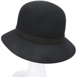 Bucket Hats Women's Winter Hat 100% Wool Felt Cloche Bucket w/Suede Strap - Crushable Wool Felt- Adjustable- UPF 50+ - Black ...