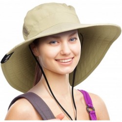 Sun Hats Wide Brim Sun Hat Outdoor UV Protection Safari Cap for Women - Tan - CK180G0LADQ $20.28