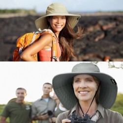Sun Hats Wide Brim Sun Hat Outdoor UV Protection Safari Cap for Women - Tan - CK180G0LADQ $31.98