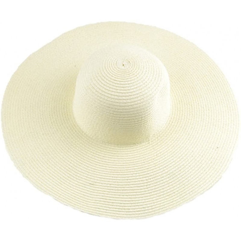 Sun Hats Womens Beach Hat Striped Straw Sun Hat Floppy Big Brim Hat - Beige - CS1986QWSN6 $39.95