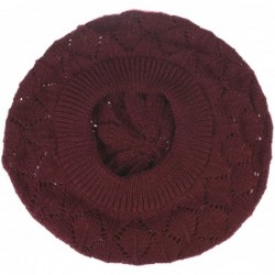 Berets Womens Lightweight Cut Out Knit Beanie Beret Cap Crochet Hat - Many Styles - 2681bkburg - C01953ANWLY $33.04
