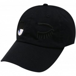 Baseball Caps Wink Face Cotton Baseball Cap - Black - C912KUIT35V $27.58