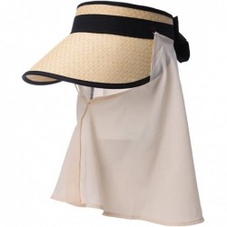 Visors Rollup Straw Sun Visor Foldable Wide Brim Travel Hat Freesize Ponytail Fashion - 89044_beige - CE17YIRE83C $48.85