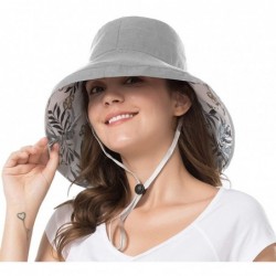 Bucket Hats Women Wide Brim Sun Hats Foldable UPF 50+ Sun Protective Bucket Hat - Printing-grey - CI18T6RQAIL $30.47