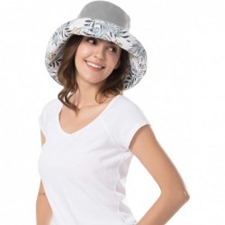 Bucket Hats Women Wide Brim Sun Hats Foldable UPF 50+ Sun Protective Bucket Hat - Printing-grey - CI18T6RQAIL $31.29