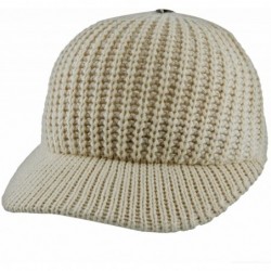 Skullies & Beanies Women's Beanie Hat with Visor-Winter Warm Slouchy Knitted Baseball Cap - Begie - CH186YIOZI2 $20.22