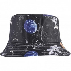 Bucket Hats Unisex Galaxy Bucket Hat Summer Fisherman Cap for Men Women - Planet Black - CA18SSK5QGM $27.48