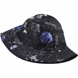 Bucket Hats Unisex Galaxy Bucket Hat Summer Fisherman Cap for Men Women - Planet Black - CA18SSK5QGM $18.32