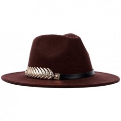 Fedoras Unisex Fashion Fedora Hat Classic Jazz Caps Vintage Bowler Hat with Feather - Coffee - CH18QE39LDY $35.72