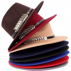 Fedoras Unisex Fashion Fedora Hat Classic Jazz Caps Vintage Bowler Hat with Feather - Coffee - CH18QE39LDY $39.84
