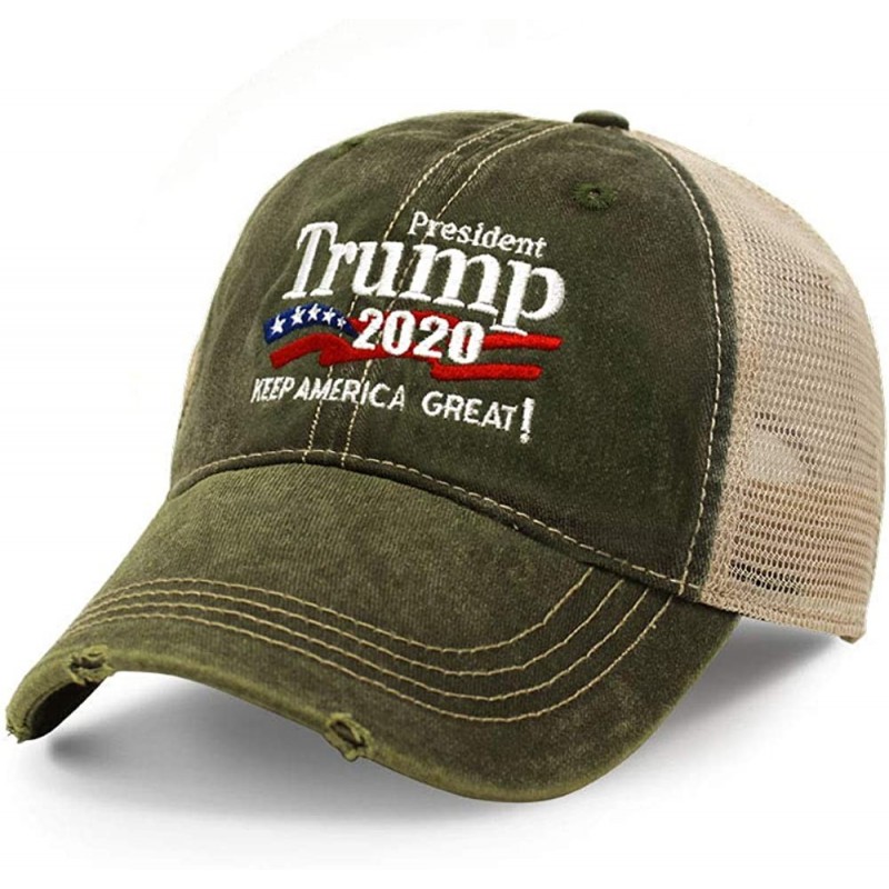 Baseball Caps Trump 2020 Keep America Great Campaign Embroidered US Hat Baseball Trucker Cap New TC101 TC102 - Tc102 Army Gre...