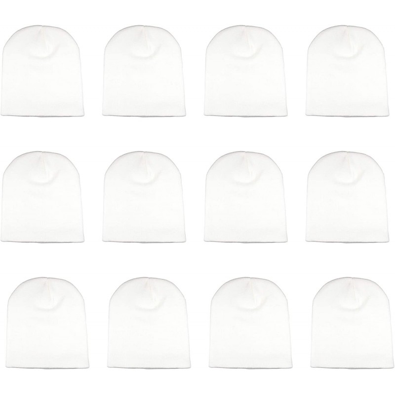 Skullies & Beanies Knit Skull Cap Warm Winter Slouchy Beanies Hat 9 Inch Long - 12pcs - White - CM18L6EAD9K $53.61