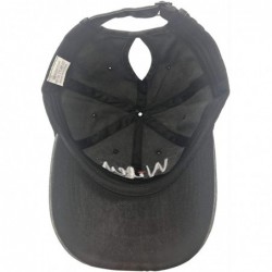 Baseball Caps Embroidered Wifey Ponytail Hat Vintage Washed Adjustable Denim Baseball Cap for Women - Black - CL18XHAXKCX $26.94