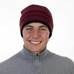 Skullies & Beanies Franz Merino Wool Knit Beanie- Fleece Lined Ski Hat - Franz Cherry - CN12M8ADKZH $64.88
