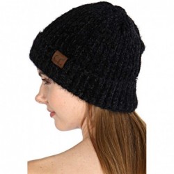 Skullies & Beanies Hand Knit Beanie Cap for Women- Soft Handmade Handknit Thick Cable Hat - Black 25 - CF18QNODCWS $24.26